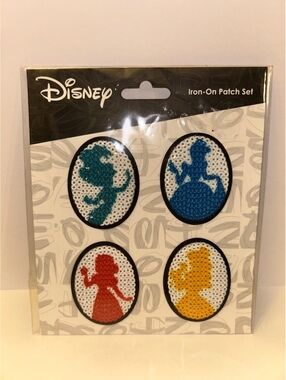 Disney Iron-On Patch Set - 4 Sequin Disney Princess Silhouettes
